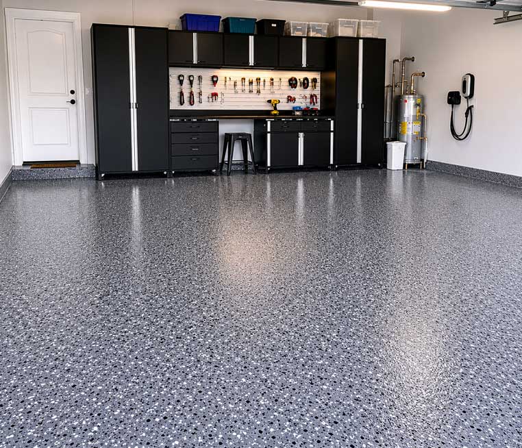 after-garage Completed rubber flooring installation in Orlando Florida